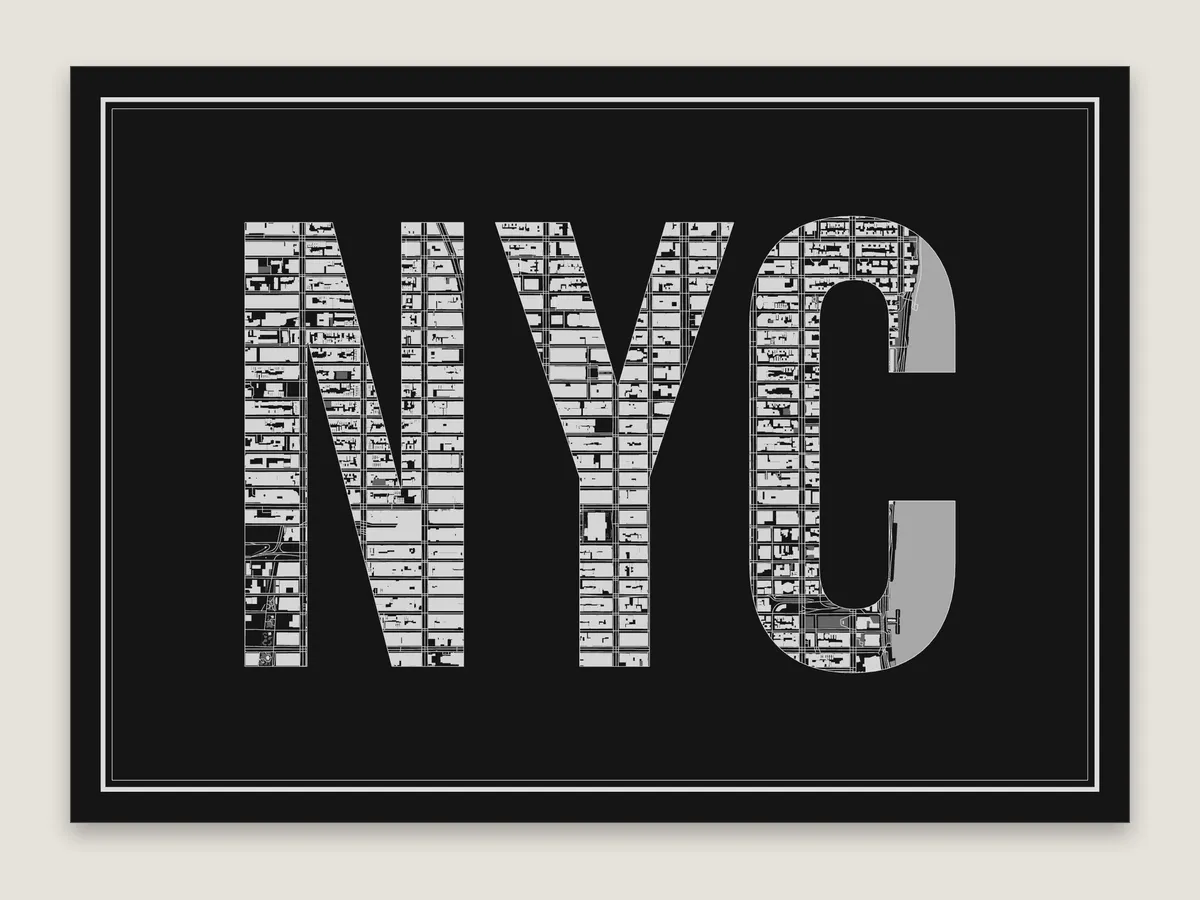 NYC, map in the letters