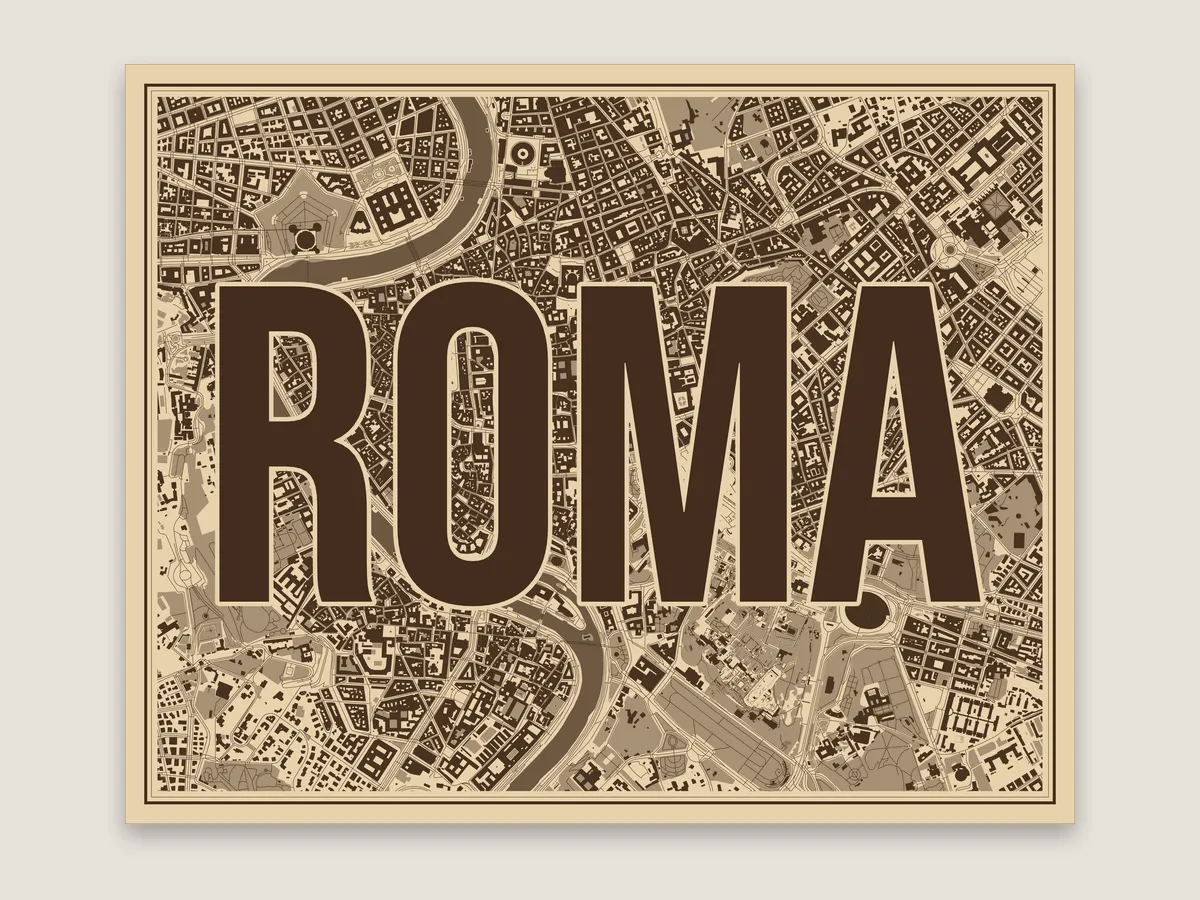 Rome, stencil letters