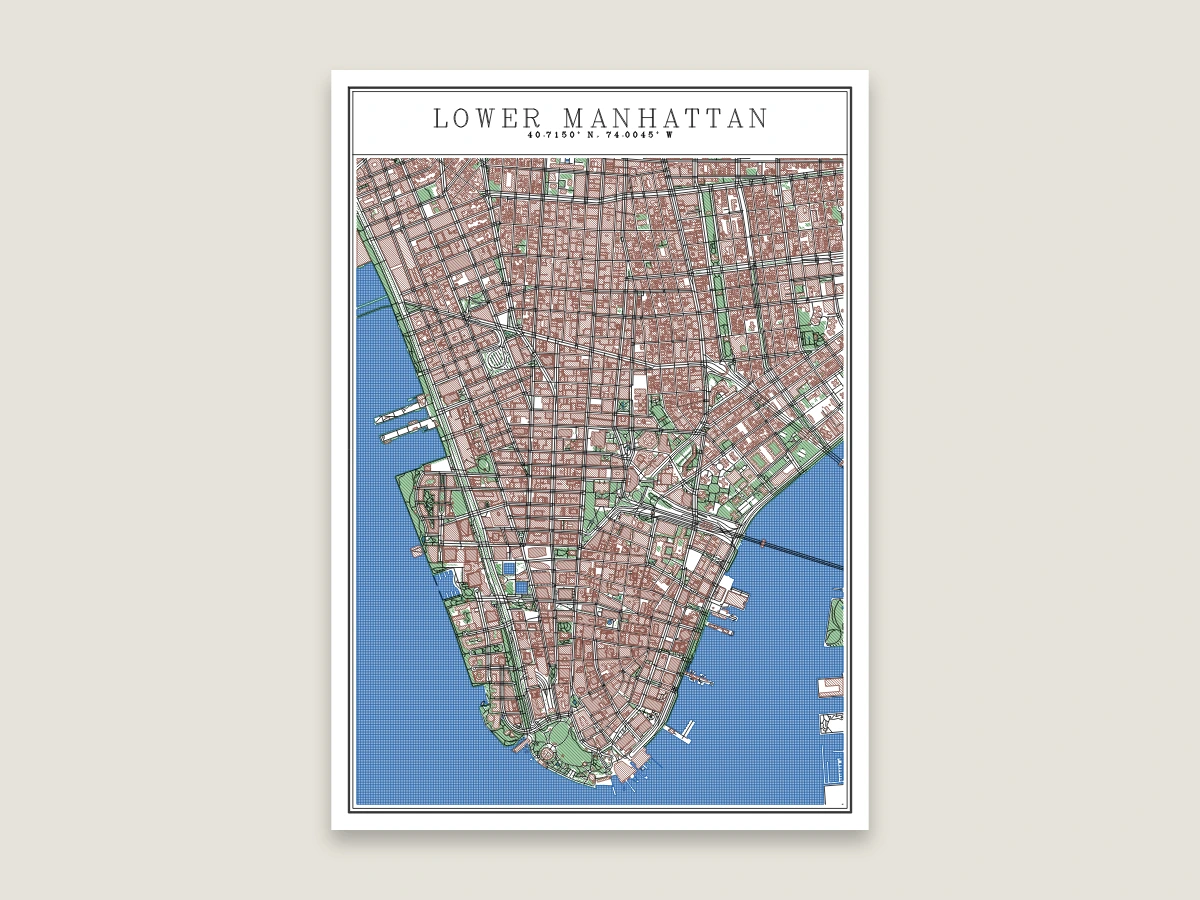 Lower Manhattan, hatched