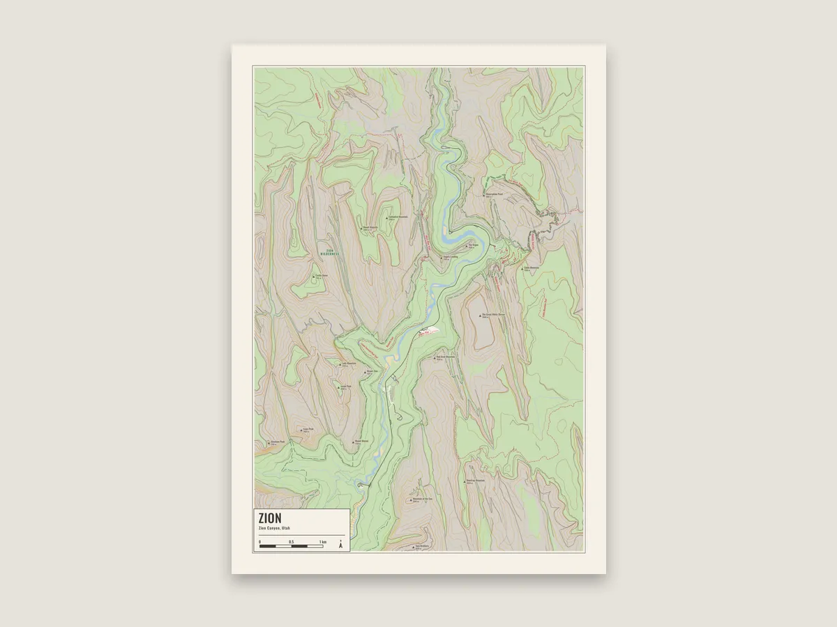 Zion Canyon hiking map